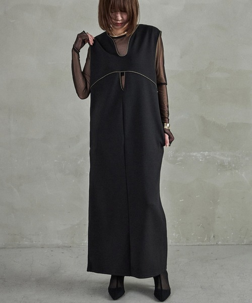Fashion Letter(ファッションレター)の「前後2way パイピングポンチジャンスカ(ワンピース・レディース・ライトグリーン/ブラック/アイボリー・M)」の4枚目の写真