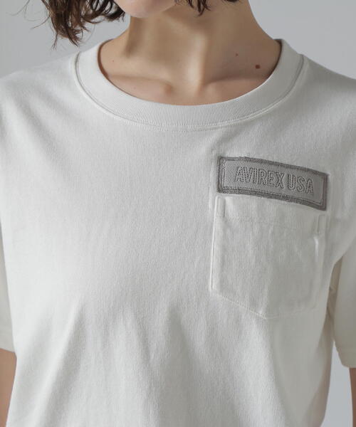 AVIREX(アヴィレックス)の「《50th Anniversary》LEATHER PATCHED FATIGUE T-SHIRT/レザーパッチ ファティーグTシャツ(Tシャツ/カットソー・レディース・ホワイト/ブラック・F)」の22枚目の写真