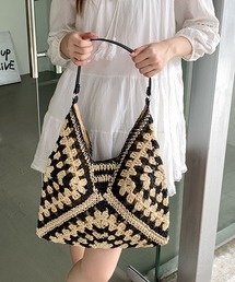 florist | 【軽量】トライアングルクロシェ編みトートバッグ/かごバッグ(かごバッグ)