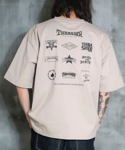 THRASHER(スラッシャー)の「MULTI LOGOS S/S T-SHIRTS/スラッシャーマルチロゴバックプリント半袖Tシャツ(Tシャツ/カットソー・メンズ・ブラック/グリーン/ホワイト/ベージュ・X-LARGE/LARGE/MEDIUM)」の1枚目の写真
