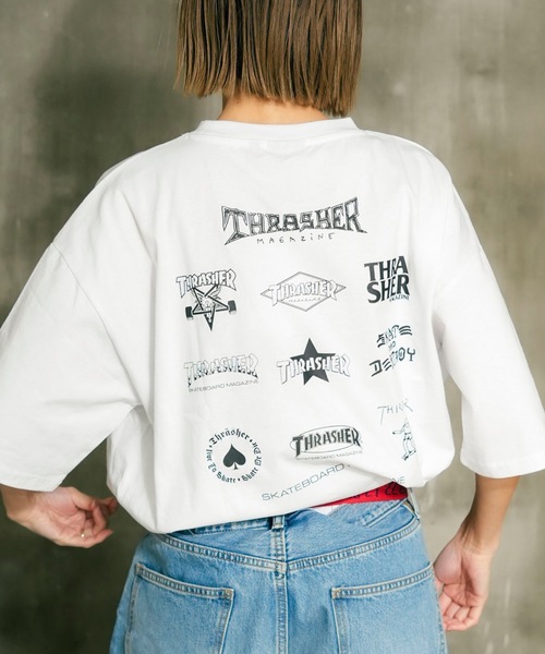 THRASHER(スラッシャー)の「MULTI LOGOS S/S T-SHIRTS/スラッシャーマルチロゴバックプリント半袖Tシャツ(Tシャツ/カットソー・メンズ・ブラック/グリーン/ホワイト/ベージュ・X-LARGE/LARGE/MEDIUM)」の2枚目の写真