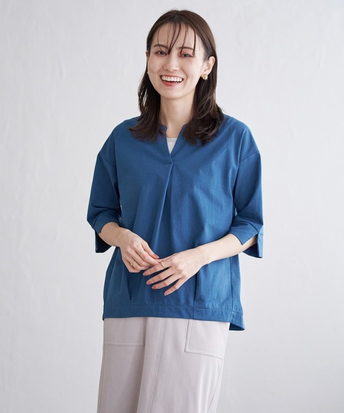ikka(イッカ)の「梨地ジョーゼットスキッパープルオーバー(Tシャツ/カットソー・レディース・ブルー/オフホワイト/ブラック/ライトグレー・L/M/S)」の7枚目の写真