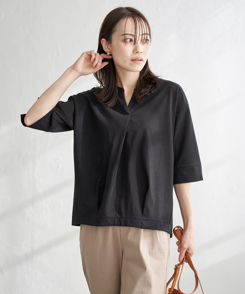 ikka(イッカ)の「梨地ジョーゼットスキッパープルオーバー(Tシャツ/カットソー・レディース・ブルー/オフホワイト/ブラック/ライトグレー・L/M/S)」の14枚目の写真