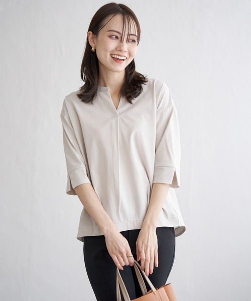ikka(イッカ)の「梨地ジョーゼットスキッパープルオーバー(Tシャツ/カットソー・レディース・ブルー/オフホワイト/ブラック/ライトグレー・L/M/S)」の17枚目の写真