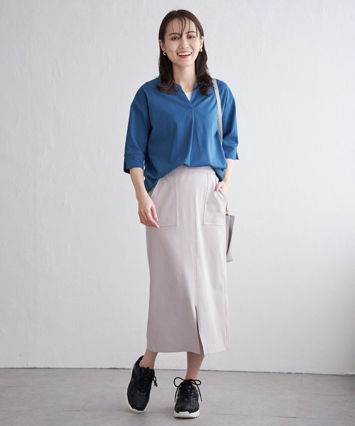 ikka(イッカ)の「梨地ジョーゼットスキッパープルオーバー(Tシャツ/カットソー・レディース・ブルー/オフホワイト/ブラック/ライトグレー・L/M/S)」の6枚目の写真