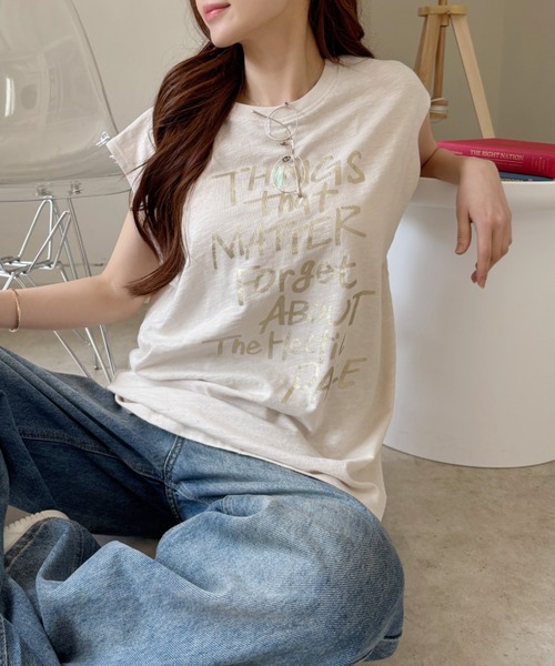 Good Riddance（グッドリダンス）の「【Good Riddance】ラフ デザイン ロゴ ノースリーブ カットソー（Tシャツ/カットソー・レディース・チャコール/オフホワイト/アイボリー・FREE）」の4枚目の写真
