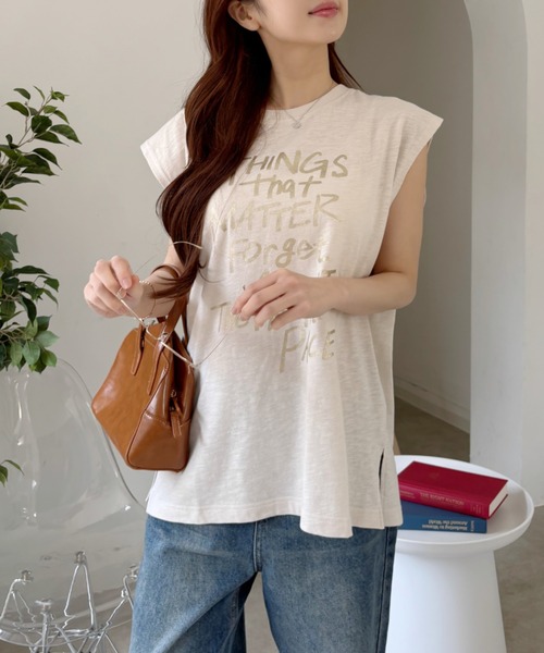 Good Riddance（グッドリダンス）の「【Good Riddance】ラフ デザイン ロゴ ノースリーブ カットソー（Tシャツ/カットソー・レディース・チャコール/オフホワイト/アイボリー・FREE）」の19枚目の写真