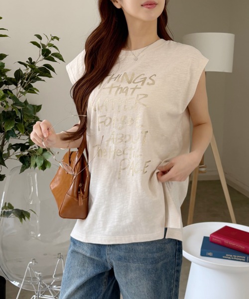 Good Riddance（グッドリダンス）の「【Good Riddance】ラフ デザイン ロゴ ノースリーブ カットソー（Tシャツ/カットソー・レディース・チャコール/オフホワイト/アイボリー・FREE）」の18枚目の写真