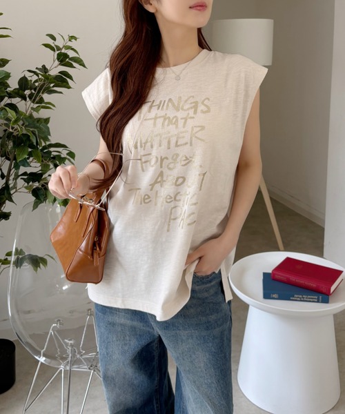 Good Riddance（グッドリダンス）の「【Good Riddance】ラフ デザイン ロゴ ノースリーブ カットソー（Tシャツ/カットソー・レディース・チャコール/オフホワイト/アイボリー・FREE）」の16枚目の写真