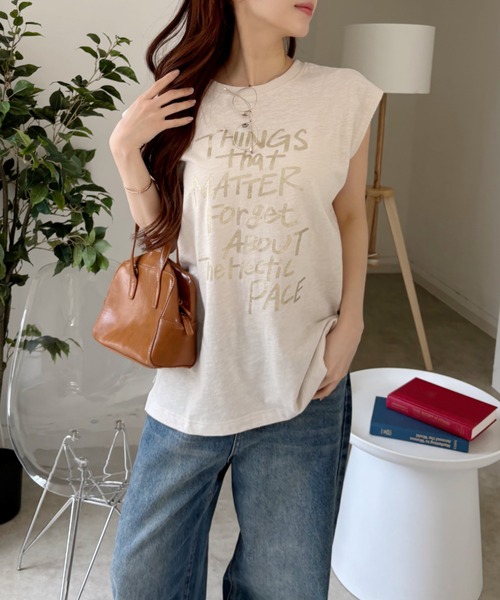 Good Riddance（グッドリダンス）の「【Good Riddance】ラフ デザイン ロゴ ノースリーブ カットソー（Tシャツ/カットソー・レディース・チャコール/オフホワイト/アイボリー・FREE）」の17枚目の写真