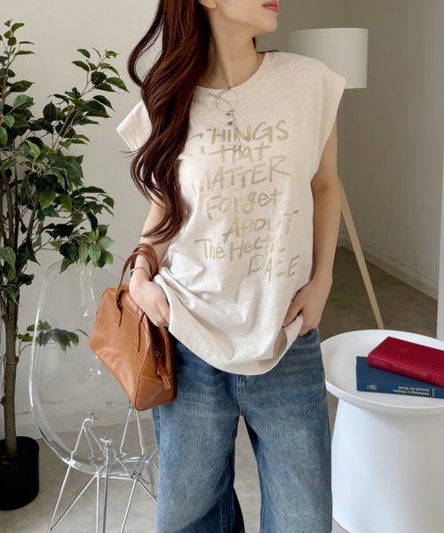 Good Riddance（グッドリダンス）の「【Good Riddance】ラフ デザイン ロゴ ノースリーブ カットソー（Tシャツ/カットソー・レディース・チャコール/オフホワイト/アイボリー・FREE）」の15枚目の写真