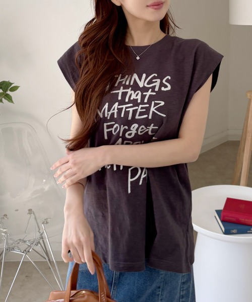 Good Riddance（グッドリダンス）の「【Good Riddance】ラフ デザイン ロゴ ノースリーブ カットソー（Tシャツ/カットソー・レディース・チャコール/オフホワイト/アイボリー・FREE）」の8枚目の写真