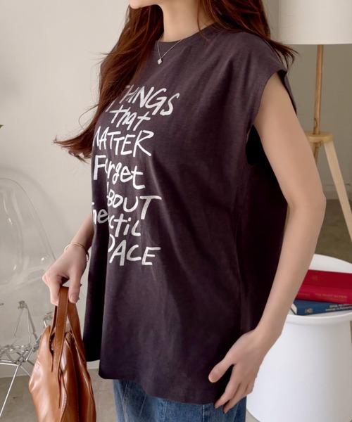 Good Riddance（グッドリダンス）の「【Good Riddance】ラフ デザイン ロゴ ノースリーブ カットソー（Tシャツ/カットソー・レディース・チャコール/オフホワイト/アイボリー・FREE）」の9枚目の写真