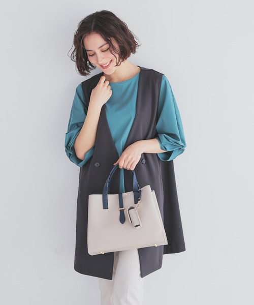 GLACIER lusso（グラシアルッソ）の「リップケース付配色バッグ（ハンドバッグ・レディース・アイボリー/グレイッシュベージュ/ネイビー/ボルドー/ブラック/ホワイト系その他/イエロー・FREE）」の18枚目の写真