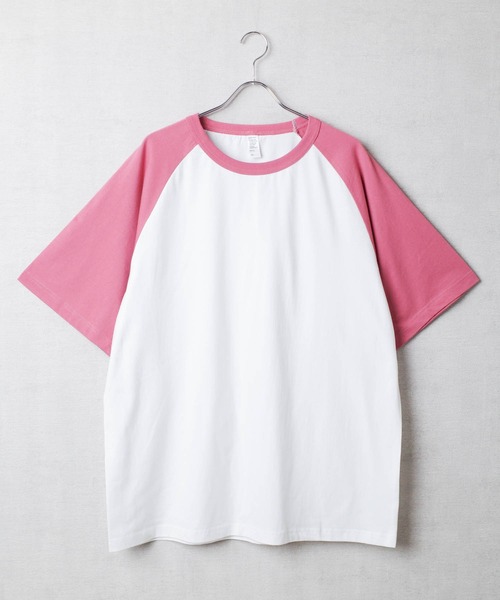 INNOCENT（イノセント）の「【DF001】【D-FACTORY】6.6オンス プレミアム コンフォート ラグランスリーブ Tシャツ（Tシャツ/カットソー・メンズ・ホワイト×ピンク/ホワイト×ブラック/ホワイト×ブルー・LARGE/X-LARGE/MEDIUM）」の6枚目の写真
