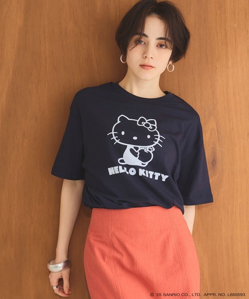 sanrio（サンリオ）の「【sanrio characters】HELLO KITTY/ハローキティ フロッキープリント半袖Ｔシャツ《サンリオキャラクターズ》（Tシャツ/カットソー・レディース・ベージュ/ネイビー/ラベンダー・M/L/LL/3L）」の20枚目の写真