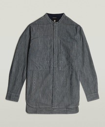 G-STAR | STAND COLLAR ROLLUP RELAXED SHIRT/ミリタリーディテールバンドカラーオーバーサイズストライプシャツ(シャツ/ブラウス)