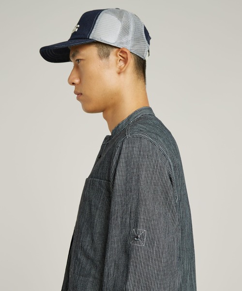 G-STAR（ジースター）の「STAND COLLAR ROLLUP RELAXED SHIRT/ミリタリーディテールバンドカラーオーバーサイズストライプシャツ（シャツ/ブラウス・メンズ・ブルー系その他・LARGE/MEDIUM/SMALL）」の7枚目の写真