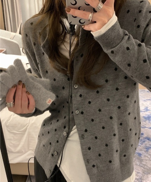 Mela(メラ)の「ドットカーディガン(カーディガン/ボレロ・レディース・ブラック/グレー・FREE)」の21枚目の写真