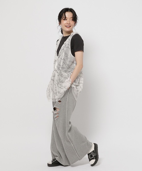niko and...（ニコアンド）の「セルフカットスウェットワイドパンツ（その他パンツ・レディース・グレー/オフホワイト/ブラック・FREE）」の14枚目の写真