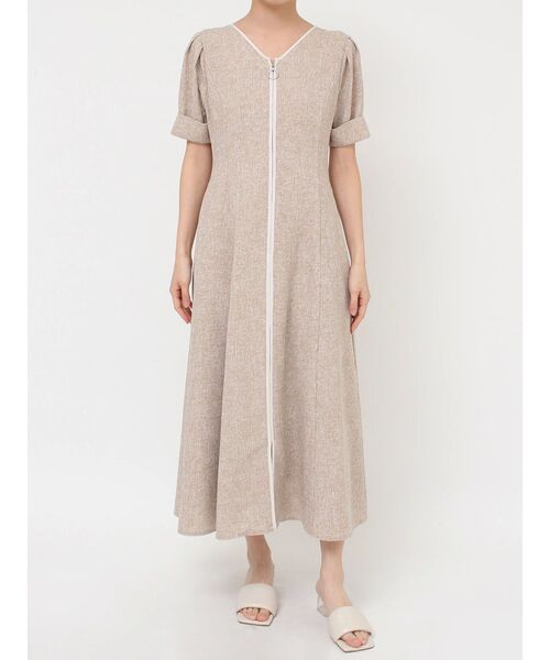 Rene フロントジップ　フレアワンピース　サイズ38 LAGUNAMOON ワンピース フロントジップVネックフレアワンピース