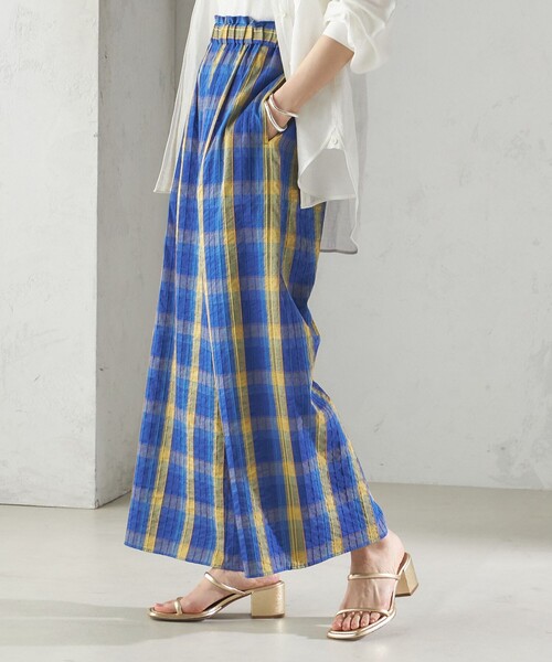 セール】〈手洗い可能〉DEVEAUX マドラス チェック ギャザー パンツ