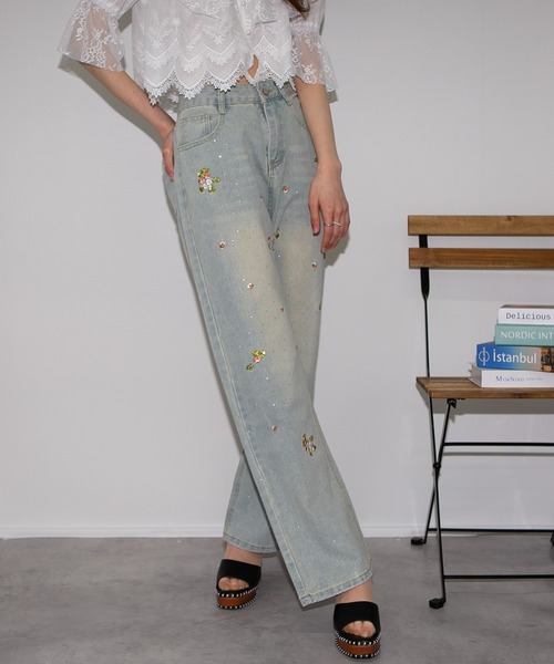 未使用＊デニムパンツ＊28＊刺繍＊NANAS＊シマロン - デニム