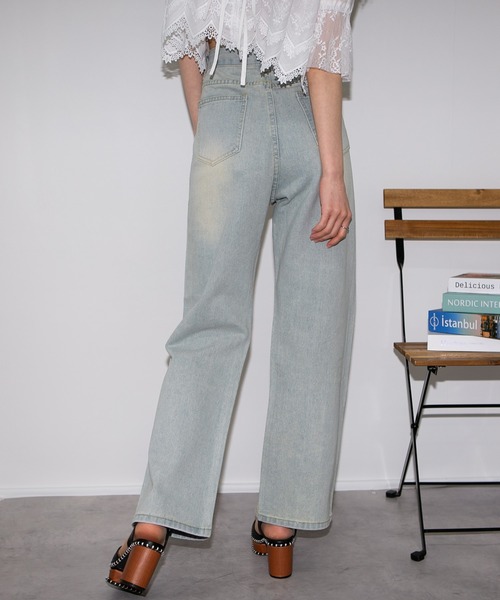 pumpkin port(パンプキンポート)の「ジルコン×花刺繍 デニムロングパンツ(デニムパンツ・レディース・ブルー/ネイビー・S/M/L/LL/SS)」の13枚目の写真