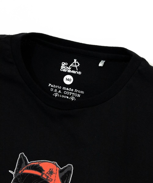 go slow caravan（ゴースローキャラバン）の「KIDS USA/C 中華そば猫 TEE（Tシャツ/カットソー・キッズ・ブラック/ホワイト・120cm/140cm/100cm）」の3枚目の写真