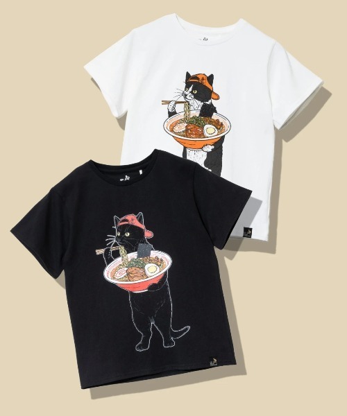 go slow caravan（ゴースローキャラバン）の「KIDS USA/C 中華そば猫 TEE（Tシャツ/カットソー・キッズ・ブラック/ホワイト・120cm/140cm/100cm）」の13枚目の写真
