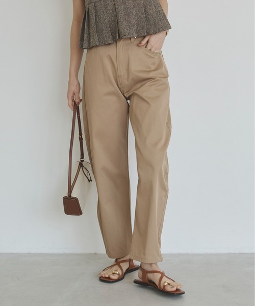 美品⭐︎room306 カーブパンツ ウエストデザイン チノパン ベージュ