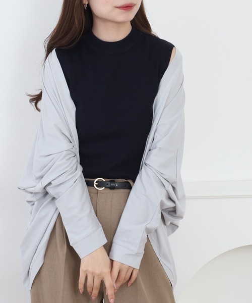 Arinomama(アリノママ)の「接触冷感 綿レーヨン とろみ カーディガン ボレロ(カーディガン/ボレロ・レディース・ホワイト/ブラック/ライトグリーン/スカイブルー/サックスブルー/ライトグレー・FREE)」の3枚目の写真