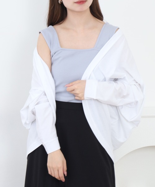 Arinomama(アリノママ)の「接触冷感 綿レーヨン とろみ カーディガン ボレロ(カーディガン/ボレロ・レディース・ホワイト/ブラック/ライトグリーン/スカイブルー/サックスブルー/ライトグレー・FREE)」の21枚目の写真