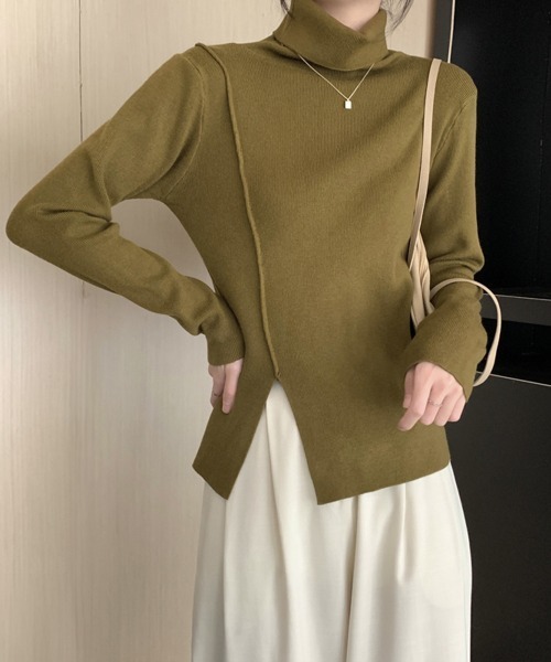 Miniministore(ミニミニストア)の「タートルネックニットトップス レディース(ニット/セーター・レディース・ブラック/アイボリー/モスグリーン/ホワイト・FREE)」の4枚目の写真