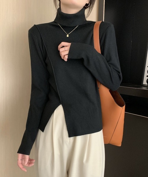Miniministore(ミニミニストア)の「タートルネックニットトップス レディース(ニット/セーター・レディース・ブラック/アイボリー/モスグリーン/ホワイト・FREE)」の3枚目の写真