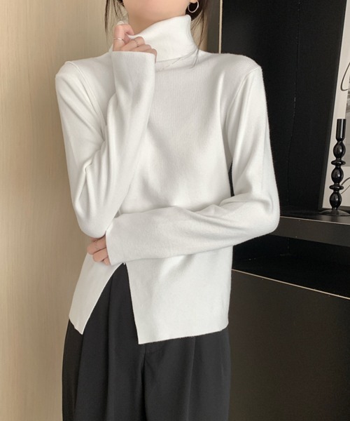 Miniministore(ミニミニストア)の「タートルネックニットトップス レディース(ニット/セーター・レディース・ブラック/アイボリー/モスグリーン/ホワイト・FREE)」の9枚目の写真