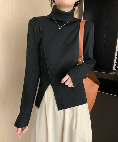 Miniministore(ミニミニストア)の「タートルネックニットトップス レディース(ニット/セーター・レディース・ブラック/アイボリー/モスグリーン/ホワイト・FREE)」の7枚目の写真