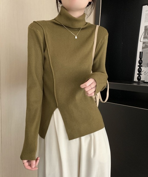 Miniministore(ミニミニストア)の「タートルネックニットトップス レディース(ニット/セーター・レディース・ブラック/アイボリー/モスグリーン/ホワイト・FREE)」の17枚目の写真