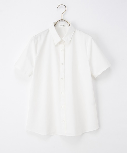 Honeys（ハニーズ）の「【らくらくアイロン】らくらく伸縮半袖シャツ（ビジネスシャツ・レディース・ホワイト×ブルー/ホワイト×グレー/ホワイト×パープル/サックスブルー系/ホワイト/ネイビー・3L/L/LL/M/S）」の15枚目の写真