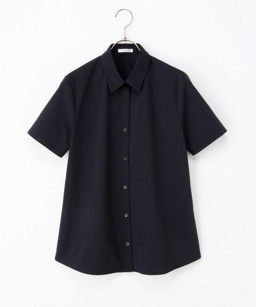 Honeys（ハニーズ）の「【らくらくアイロン】らくらく伸縮半袖シャツ（ビジネスシャツ・レディース・ホワイト×ブルー/ホワイト×グレー/ホワイト×パープル/サックスブルー系/ホワイト/ネイビー・3L/L/LL/M/S）」の17枚目の写真