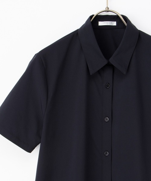 Honeys（ハニーズ）の「【らくらくアイロン】らくらく伸縮半袖シャツ（ビジネスシャツ・レディース・ホワイト×ブルー/ホワイト×グレー/ホワイト×パープル/サックスブルー系/ホワイト/ネイビー・3L/L/LL/M/S）」の18枚目の写真