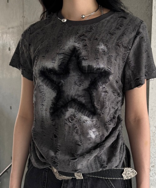 KsG(ケーエスジー)の「ヴィンテージスターサイドストリングTシャツ(Tシャツ/カットソー・レディース・グレー・SMALL/MEDIUM/LARGE)」の5枚目の写真