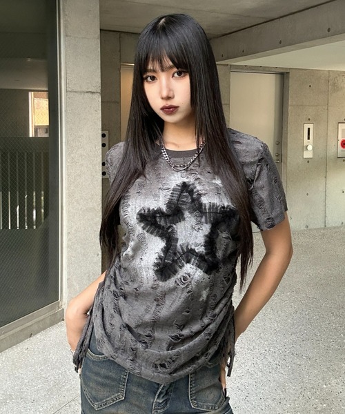 KsG(ケーエスジー)の「ヴィンテージスターサイドストリングTシャツ(Tシャツ/カットソー・レディース・グレー・SMALL/MEDIUM/LARGE)」の6枚目の写真