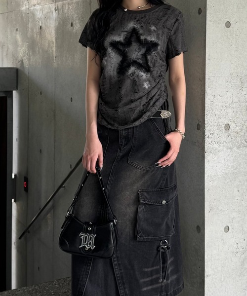 KsG(ケーエスジー)の「ヴィンテージスターサイドストリングTシャツ(Tシャツ/カットソー・レディース・グレー・SMALL/MEDIUM/LARGE)」の3枚目の写真