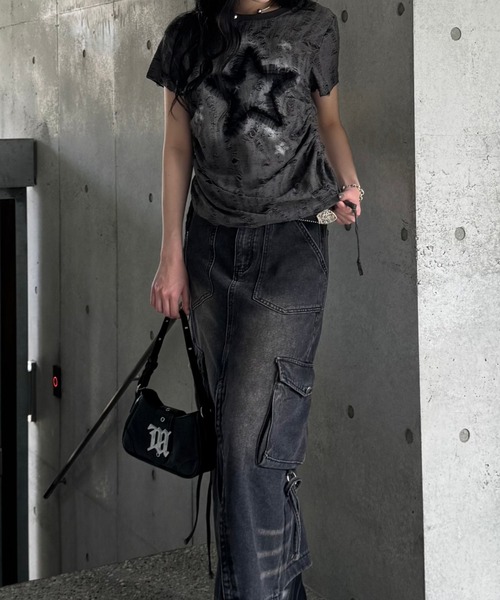 KsG(ケーエスジー)の「ヴィンテージスターサイドストリングTシャツ(Tシャツ/カットソー・レディース・グレー・SMALL/MEDIUM/LARGE)」の4枚目の写真