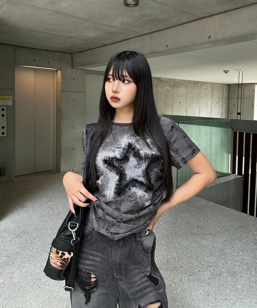 KsG(ケーエスジー)の「ヴィンテージスターサイドストリングTシャツ(Tシャツ/カットソー・レディース・グレー・SMALL/MEDIUM/LARGE)」の8枚目の写真