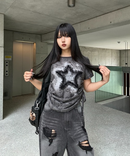 KsG(ケーエスジー)の「ヴィンテージスターサイドストリングTシャツ(Tシャツ/カットソー・レディース・グレー・SMALL/MEDIUM/LARGE)」の9枚目の写真