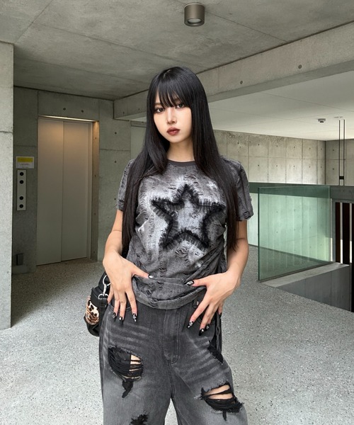 KsG(ケーエスジー)の「ヴィンテージスターサイドストリングTシャツ(Tシャツ/カットソー・レディース・グレー・SMALL/MEDIUM/LARGE)」の10枚目の写真