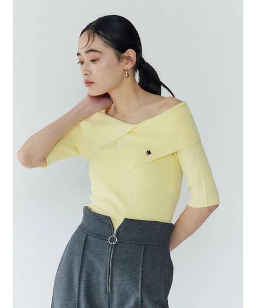 ラグナムーン　POLO BCS アシンメトリーリブニット POLO BCSコラボ】アシメカラーネックリブニットプルオーバー