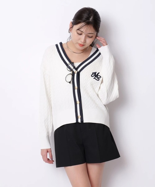 ケーブルゆるカーデ